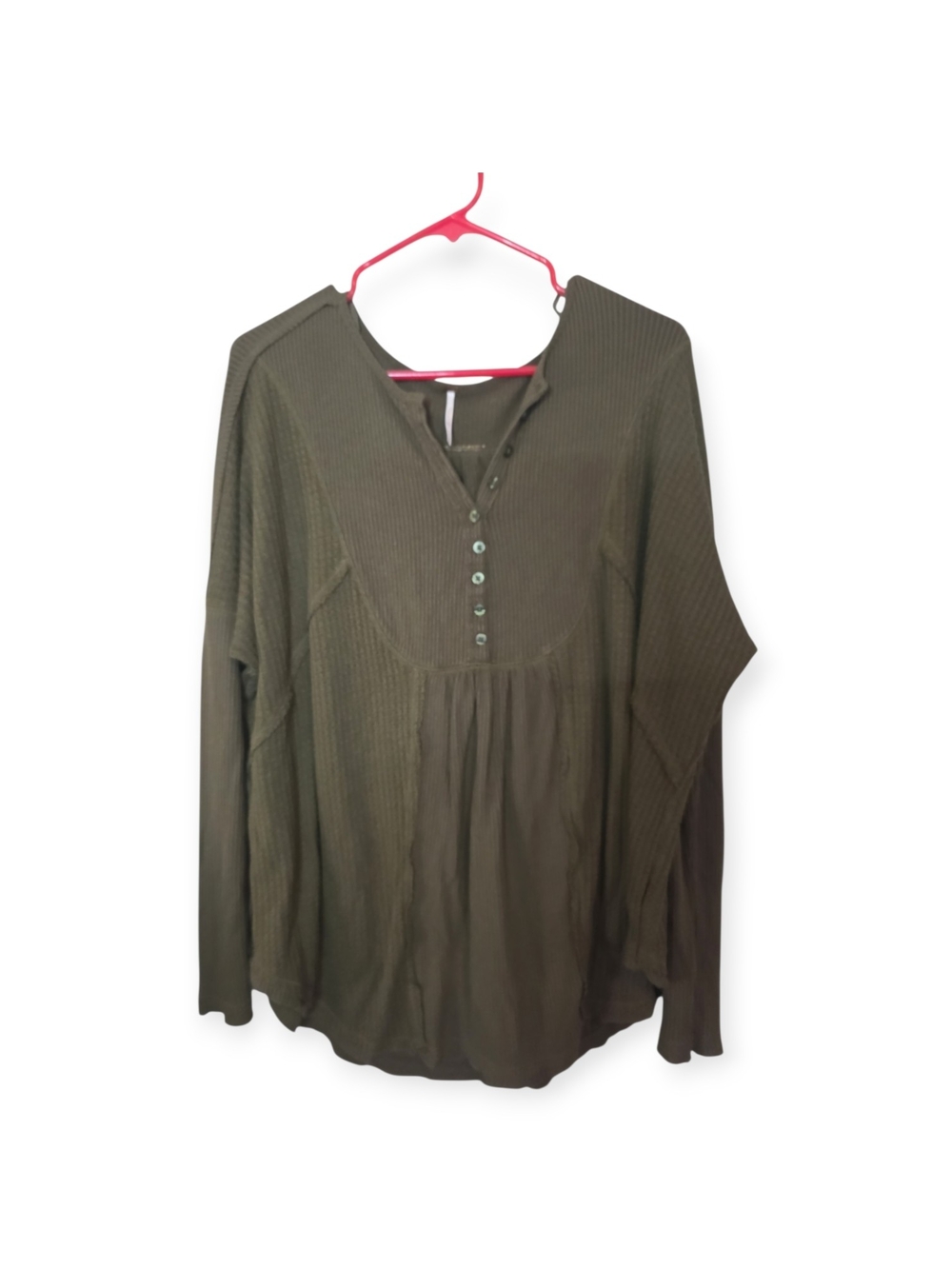 Women's Free People Leo Olive Green Henley,‎ size medium